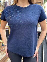 Wholesale Women’s Short-Sleeve Knit Sweater - Navy Blue - 30009 | REEL TRİKO - 3