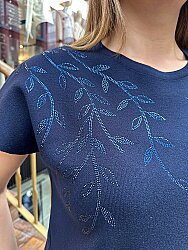 Wholesale Women’s Short-Sleeve Knit Sweater - Navy Blue - 30009 | REEL TRİKO - 4