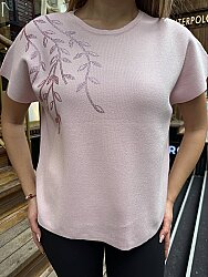Wholesale Women’s Short-Sleeve Knit Sweater - Powder - 30009 | REEL TRİKO - 2