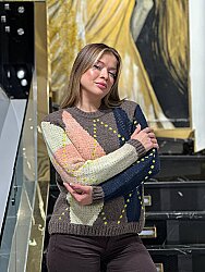Wholesale Women’s Striped Colorful Knit Sweater - 26032 | REEL TRİKO - 1