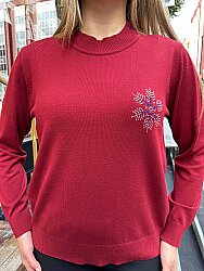 Wholesale Women’s Turtleneck Knit Sweater - Burgundy - 32993 | REEL TRİKO - 2